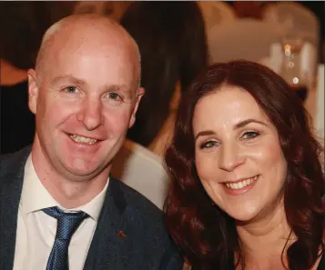  ??  ?? Michael and Sarah Whyte enjoying their night out at the Naomh Eanna GAA dinner dance in the Ashdown Park Hotel.