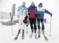  ??  ?? Retro look . . . Nigel Kerr, of Arrowtown, and Sean Gilbertson and Chris Riley, of Wanaka.