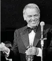  ?? [AP FILE PHOTO] ?? Frank Sinatra appears May 18, 1977, on the stage of the Westcheste­r Premier Theater in Tarrytown, N.Y., during the opening night of his act with Dean Martin. Sotheby’s will auction scores of items that belonged to Frank Sinatra and his wife of 22 years, Barbara.