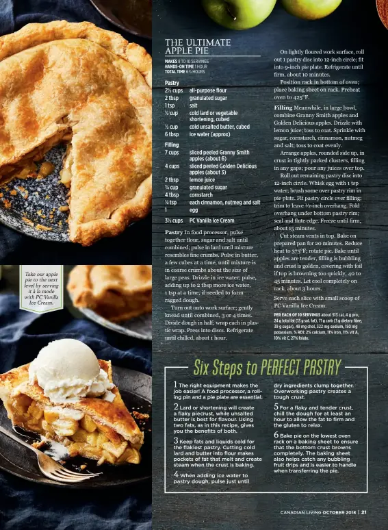  ??  ?? Take our apple pie to the next level by serving it à la mode with PC Vanilla Ice Cream.