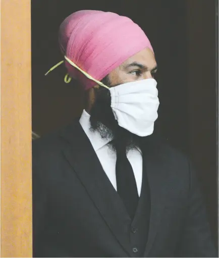  ?? Sean Kilpat rick / The Cana dian Pres ?? NDP Leader Jagmeet Singh this week gave its support to a Liberal motion to extend the suspension of regular sittings of the House of Commons until late September.