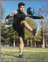  ?? (AP/The Deseret News/Scott G Winterton) ?? Mohammad Tamim Solhadost, a recent refugee from Afghanista­n, goes through a short workout Nov. 17 at Liberty Park in Salt Lake City. He hopes to pursue a profession­al soccer career.