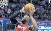  ?? SUE OGROCKI/AP ?? Miami Heat guard Dwyane Wade returned to action on Friday night in Oklahoma City. The Heat-Thunder game was not complete in time for this edition. SunSentine­l.com/sports