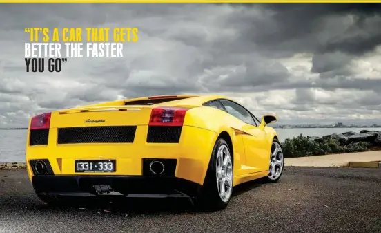  ??  ?? TOP Yellow and black epitomise the Gallardo’s essence.