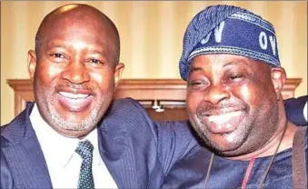  ??  ?? Minister of Aviation Hadi Sirika and Dele Momodu