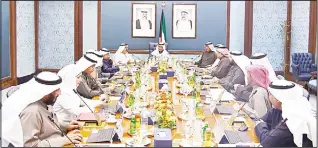  ?? Photo from PM’s Diwan ?? His Highness the Prime Minister Sheikh Jaber Mubarak Al-Sabah chairs the weekly Cabinet meeting.