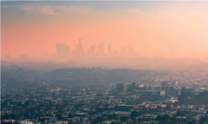  ??  ?? Smog hangs over Los Angeles, one of the cities to score the lowest, F, rating in the air quality report. Photograph: Westend61/Getty Images