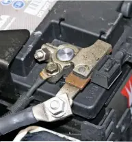  ??  ?? Vehicles that are equipped with battery condition monitoring tend to have the ECU mounted on the negative battery cable. This is why you must not attach a negative jump-start lead directly to the terminal.