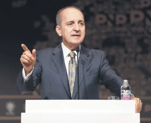  ?? ?? AK Party Deputy Chair Numan Kurtulmuş speaks at the Politics and New Paradigms Forum in Istanbul, Türkiye, Nov. 4, 2022.