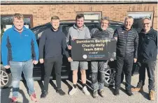  ?? ?? Matthew Walpole, Josef Galinski, George Oseland, Gary Oseland, Barry Galinski and Andy Cunningham, who are driving to Benidorm in their ‘banger’ to raise money for Saint Catherine’s.