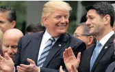  ??  ?? President Donald Trump talks to House Speaker Paul Ryan. There is growing anger over rising inequality in the US.