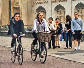  ??  ?? Wheel appeal: Cambridge leads the way with cyclists