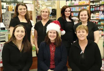  ??  ?? Áine, Eleanor, Jacqueline, Clíona, Mary, Kathríona and Mary are the team at Joyce’s Pharmacy.