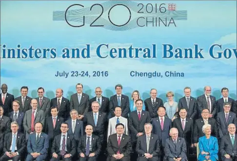  ?? POOL / REUTERS ?? Foto de familia de la reunión del G-20 celebrada este fin de semana en Chengdu, China