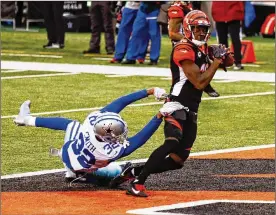  ?? AARON DOSTER / ASSOCIATED PRESS 2020 ?? A.J. Green finished with 47 catches on 104 targets for a career-low 523 yards for the Bengals during the 2020 season – even recording lower numbers than his nine-game 2018 season when he had 694 yards.