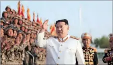  ?? (AFP) ?? North Korean leader Kim Jong Un taking part in a parade ceremony at an undisclose­d location in North Korea recently.