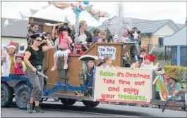 ??  ?? A pirate’s life it is — ABC Childcare’s winning float in the 2013 Katikati Lions Christmas Parade.
