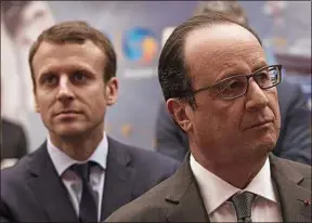  ??  ?? Macron refuse d’être catalogué comme l’héritier politique de Hollande.