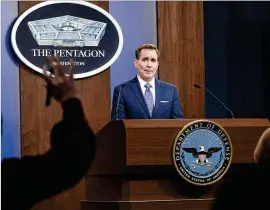  ??  ?? Pentagon spokesman John Kirby said the operation in Syria sends an unambiguou­s message: “President Biden will act to protect American and coalition personnel.” At the same time, the U.S. is working to de-escalate the overall situation, he said. AP 2021