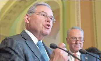  ?? MICHAEL REYNOLDS, EUROPEAN PRESSPHOTO AGENCY ?? Sen. Bob Menendez, D-N.J., says he’s confident he’ll be cleared at his trial.