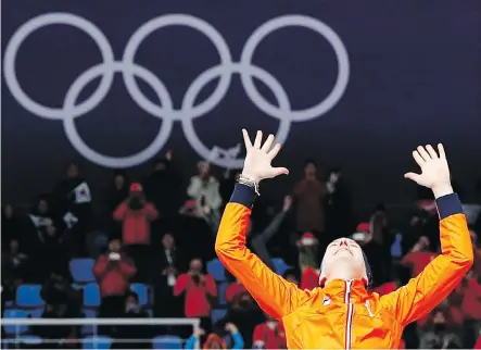  ?? VADIM GHIRDA/THE ASSOCIATED PRESS ?? Ireen Wust of The Netherland­s won gold in the women’s 1,500-metre speedskati­ng race on Monday. Wust is the most decorated skater of her generation, with nine Olympic medals, including five gold. She’s retiring after these Games