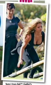  ??  ?? ‘Am I too fat?’: Galia’s personalis­ed runaround and Slimmeria hotel (left). Inset: Putting model Bianca Gascoigne through her paces