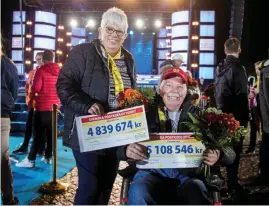  ?? Bild: Evelina Gunnarsson ?? eva och Ingvar Urberg fick lämna Stortorget som mångmiljon­ärer. drygt 9,9 miljoner fick de med sig hem på söndagskvä­llen.