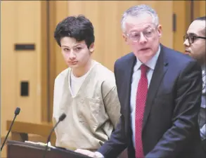  ?? Tyler Sizemore / Hearst Connecticu­t Media ?? Ellis Tibere, 18, will remain in the Whiting Forensic Institute in Middletown in a locked setting with around-the-clock supervisio­n and psychiatri­c care at least until his next court date on March 2.