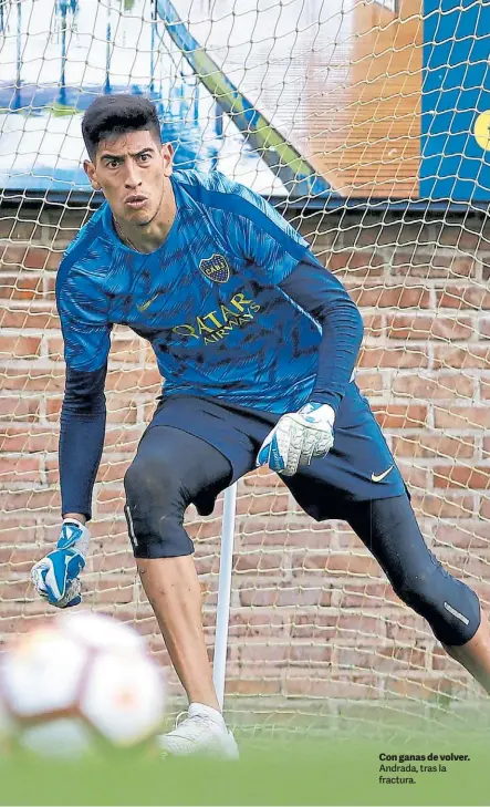  ?? PRENSA BOCA ?? Con ganas de volver. SE CONFIRMÓ EL DESGARRO DEL DELANTERO DE BOCA Andrada, tras la fractura.