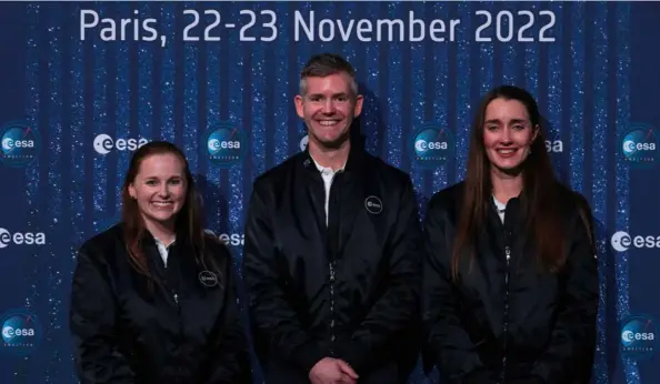  ?? ?? ▲ ESA’s new astronaut intake includes British citizens (left to right) Meganne Christian, John McFall and Rosemary Coogan