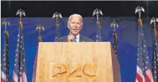  ?? FOTO: WIN MCNAMEE/DPA ?? Präsidents­chaftskand­idat Joe Biden beendete den Parteitag der US-Demokraten mit einer flammenden Rede.