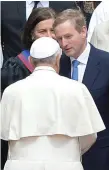  ??  ?? Then-Taoiseach Enda Kenny meets Pope Francis in 2014