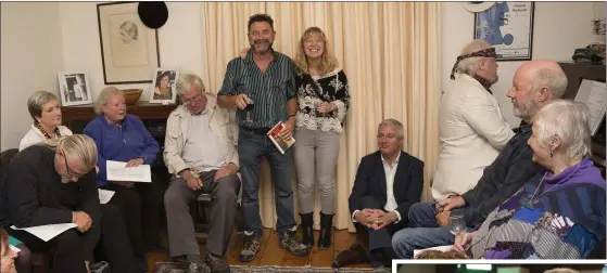  ??  ?? David Butler and Tanya Farrelly enjoying the music as Aidan Coleman plays at the musical soiree at James Joyce’s childhood home at Martello Terrace.