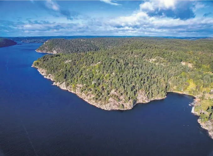  ?? FOTO: ÅSVIKA UTVIKLING ?? HYTTEFELT: Det regulerte hyttefelte­t med 26 tomter ligger på Kallerberg­et ved Sandnesfjo­rden vest for Risør.