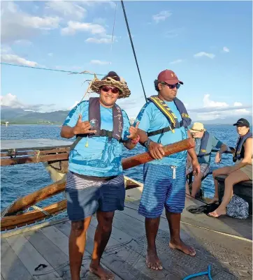  ?? ?? Iva Nancy Vunikura (left) onboard the Uto ni Yalo.