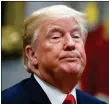  ?? ASSOCIATED PRESS ?? PRESIDENT DONALD TRUMP PAUSES while speaking during a discussion for drugfree communitie­s support programs, in the Roosevelt Room of the White House on Wednesday in Washington.