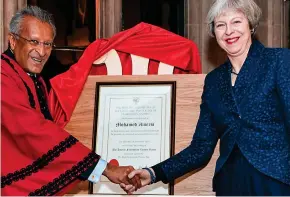  ?? ?? Friends in high places: Mohamed Amersi with Theresa May