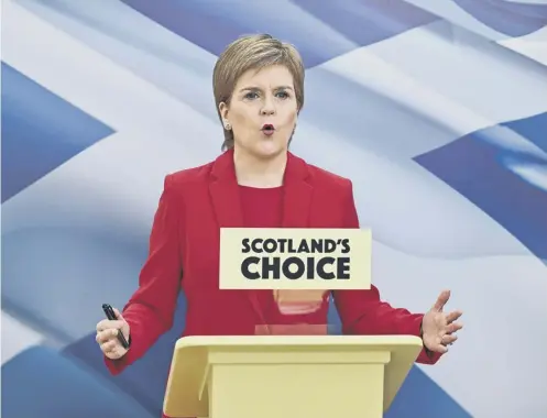  ?? ?? Nicola Sturgeon has said she will shortly start publishing a new prospectus for independen­ce.