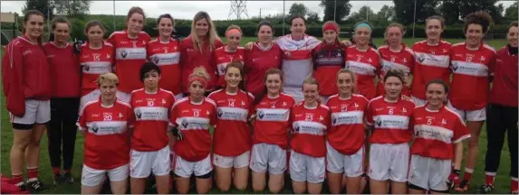  ??  ?? Louth ladies, who recorded a two-point win over Offaly in Ballycumbe­r on Saturday.