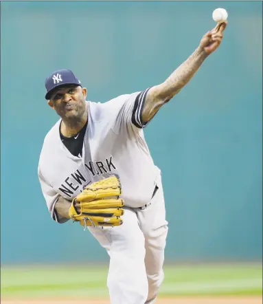  ?? Tony Dejak / Associated Press ?? CC Sabathia gets the start for the Yankees in the decisive Game 5 of the American League Division Series against the Indians Wednesday night in Cleveland.