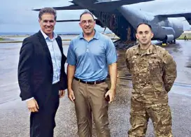  ??  ?? Deputy Assistant Secretary of Defense Joseph Felter, Pentagon’s Col. Leo Leibrich and a US airman of the C-130 accompanie­d the bells all the way from Wyoming to Philadelph­ia, Okinawa and finally to Manila.