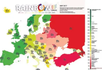  ??  ?? U zaštiti prava LGBT populacije Hrvatska je zauzela 11. mjesto, odmah iza Nizozemske koja je prva legalizira­la istospolne brakove