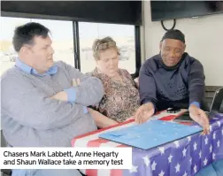  ??  ?? Chasers Mark Labbett, Anne Hegarty and Shaun Wallace take a memory test