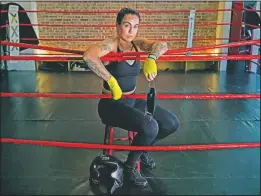  ?? (AP/Kathy Willens) ?? Melody “Mel” Popravak, a boxer, poses for a portrait at Work Train Fight boxing gym in New York.