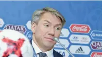  ?? — AFP ?? 2018 Fifa World Cup Russia Local Organising Committee CEO Alexey Sorokin attends the Fifa Confederat­ions Cup 2017 half-time press conference at the Saint Petersburg Stadium in Saint Petersburg.