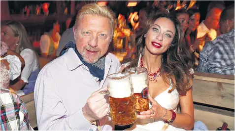  ??  ?? Boris Becker with his wife Lilly. The tennis star, who won Wimbledon aged 17, left, has made paternity payments to Angela Ermakova, pictured with their daughter Anna top right