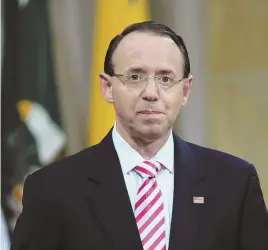  ?? AP FILE PHOTOS ?? IN LIMBO: Deputy Attorney General Rod Rosenstein’s position has become even more uncertain after ex-FBI boss Andrew McCabe, below, claimed Rosenberg discussed removing President Trump from office.