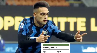  ?? (Ansa) ?? A digiuno Lautaro Martinez, 23 anni, ha segnato l’ultimo gol il 22 novembre al Torino