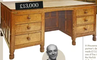  ??  ?? A Mouseman partner’s desk made £13,000, one of five in the Horlick Collection.