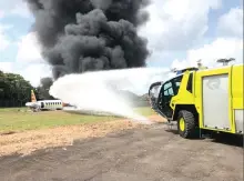  ??  ?? The simulation exercise at Sandakan Airport yesterday.